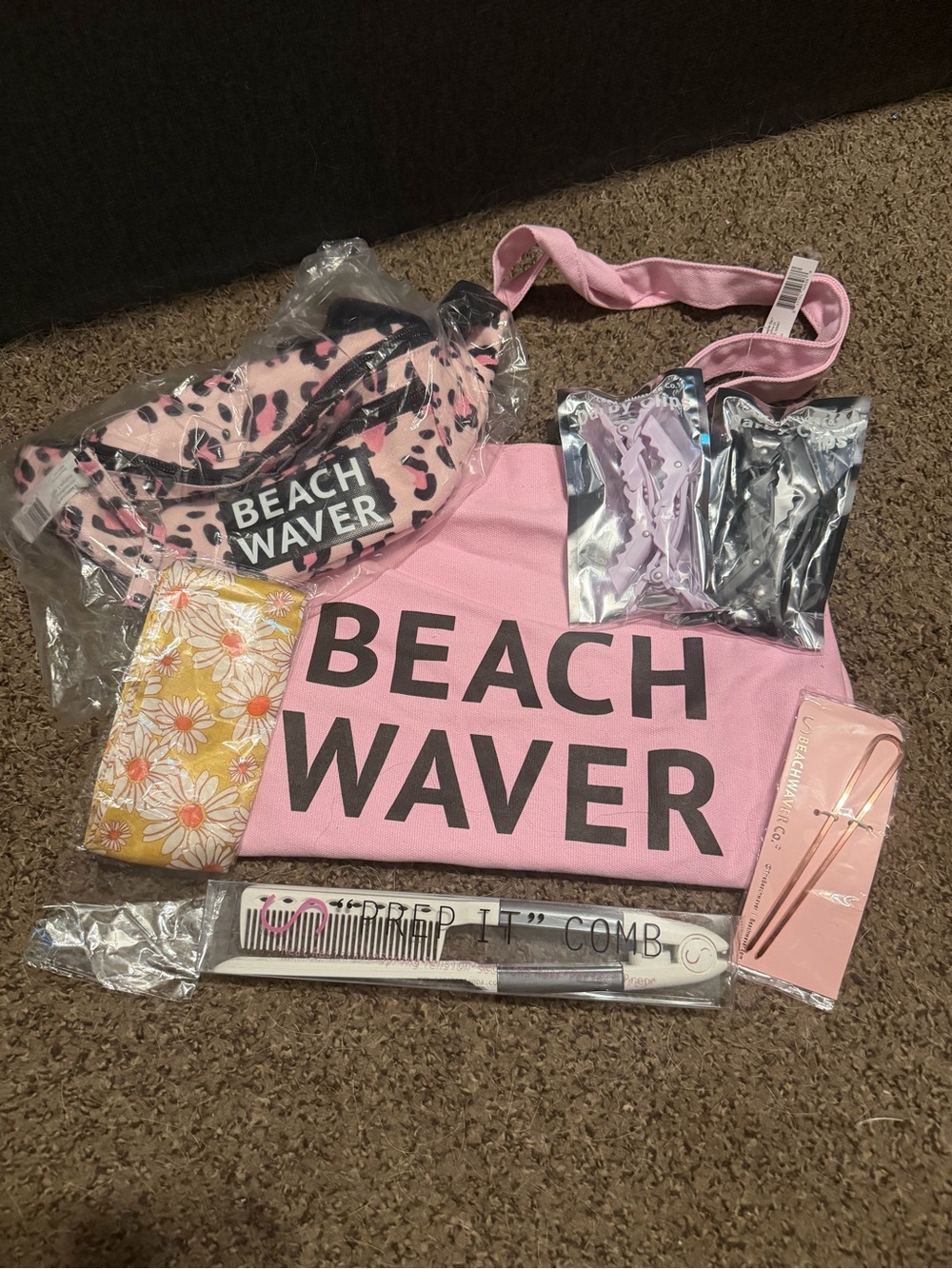 The Beachwaver Co. Pink Logo Tote and Hair Accessory Set